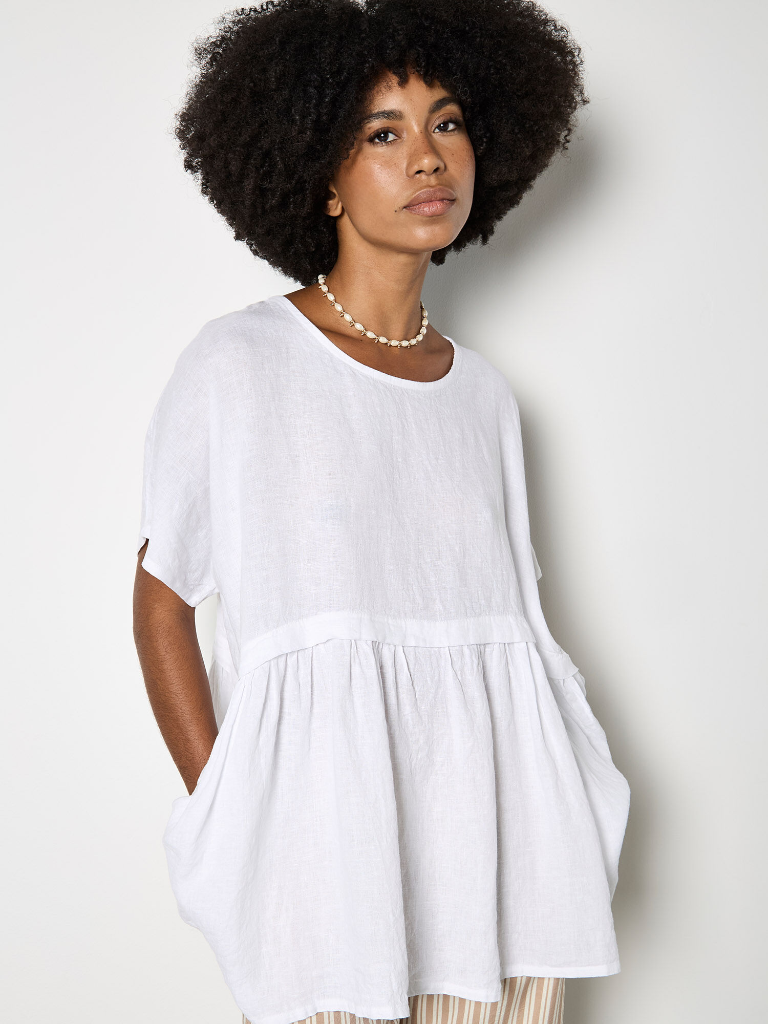 Oversized Pure Linen Tunic | Apricot Clothing