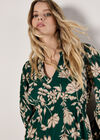 Crinkle Floral Mini Dress, Green, large