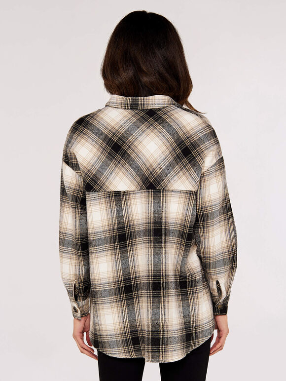 Plaid Oversized Shirt, Black, large