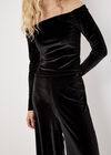 Wide Leg Velvet Trousers, Black, large