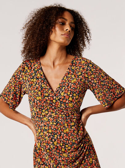Ditsy Floral Wrap Mini Dress