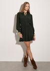 Ruffle Neck Mini Dress, Green, large