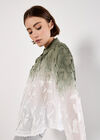 Embroidered Leaf Ombre Cotton Shirt, Khaki, large