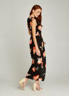 Black Peony Zip Front Maxi Dress, Black, large