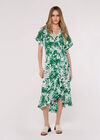 Leaf Print Midi Dress, Green, large