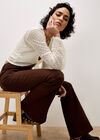 Lara Cotton Flare Jeans, Brown, large