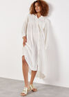 Shimmer Stripe Dobby Shirt Midi Dress, White, large