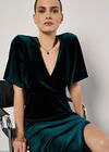 Velvet Wrap Maxi Dress, Green, large