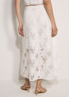 Floral Mesh Lace Midi Skirt, White, large