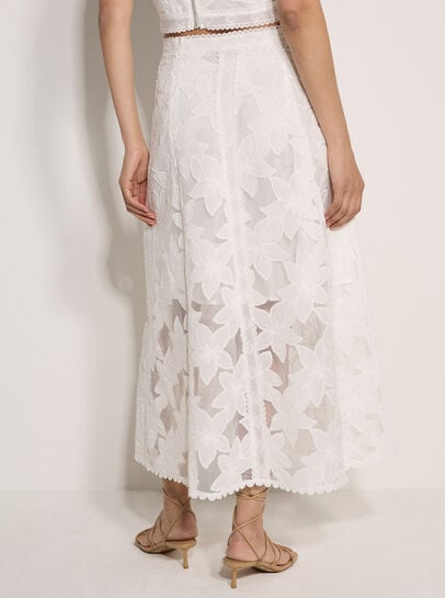 Floral Mesh Lace Midi Skirt