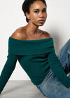 Fluffy Bardot Jumper, Green, large