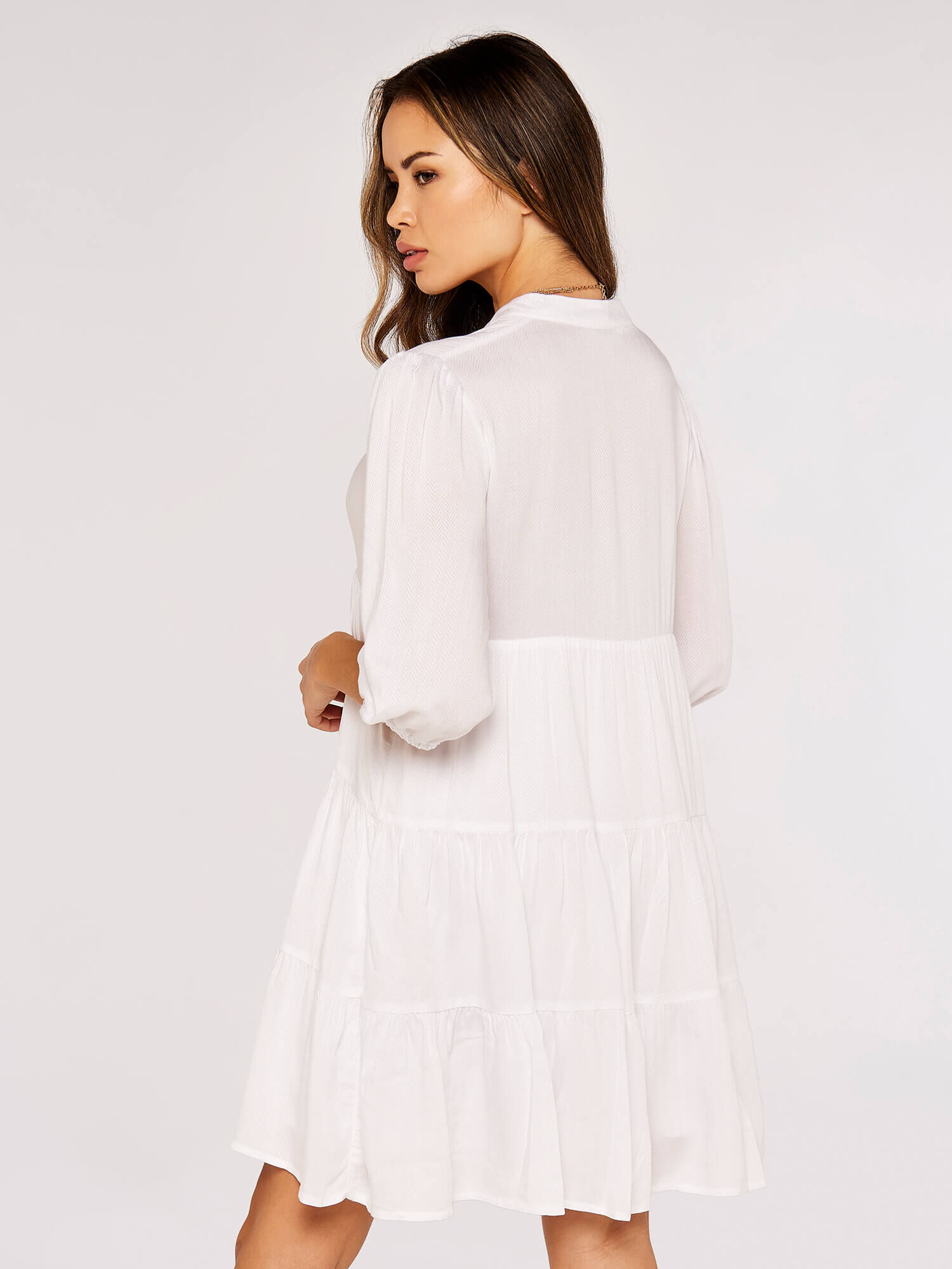 White tiered shirt dress on sale