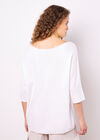 Stretch Knit Batwing Top, White, large