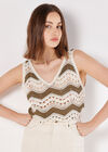 Chevron Crochet Vest Top, Stone, large