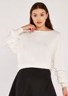 Mix Rib Batwing Jumper, Cream, large