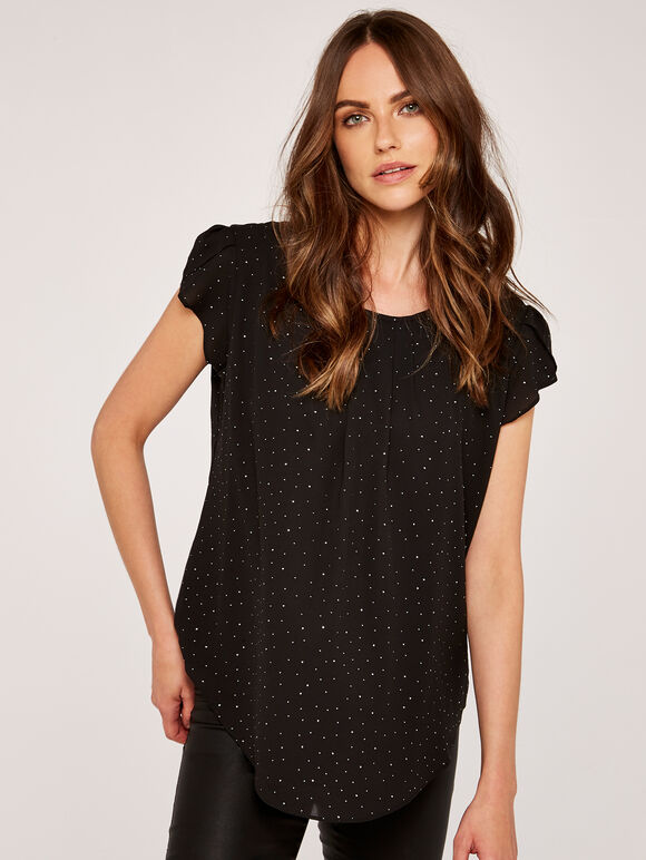 Studded Top, Black, large