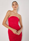 Sparkle Mesh Bandeau Mini Dress, Red, large