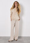 Crochet Flower Knitted Jumper, Stone, large