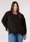 Curve Swirl Knit Batwing Jumper, Black, large