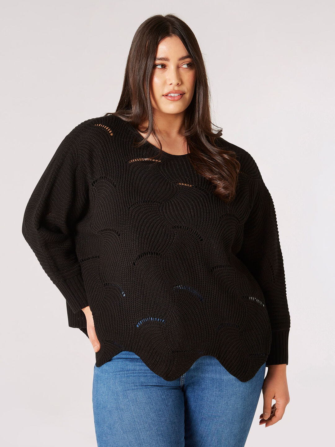 Image of Curve Swirl Knit Batwing Jumper
