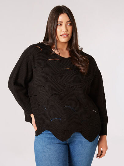 Curve Swirl Knit Batwing Jumper