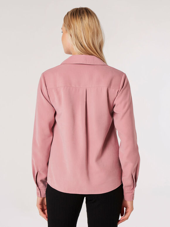 Soft Twill Zip Blouse, Purple, large