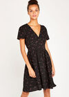 Black Vintage Ditsy Empire Dress, Black, large