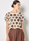 Hexagon Flowers Crochet Top, Rust, large
