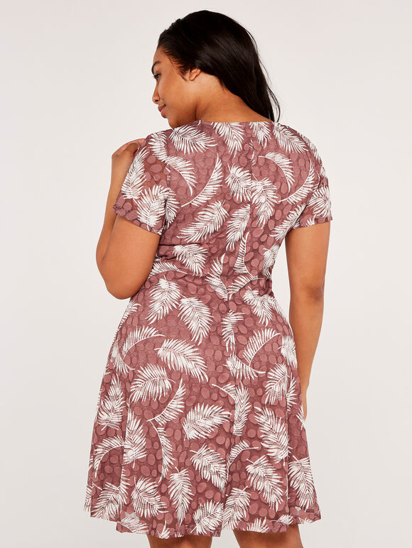Curve Fern Rubber Print Skater Dress, Lilac, large