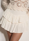 Tiered Cotton Mini Skirt, Cream, large
