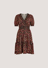 Ditsy Floral Smocked Mini Dress, Orange, large