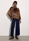 Patchwork Tapestry Roll Neck Top, Rust, large