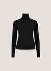 Super-Soft Turtleneck Jersey Top, Black, large