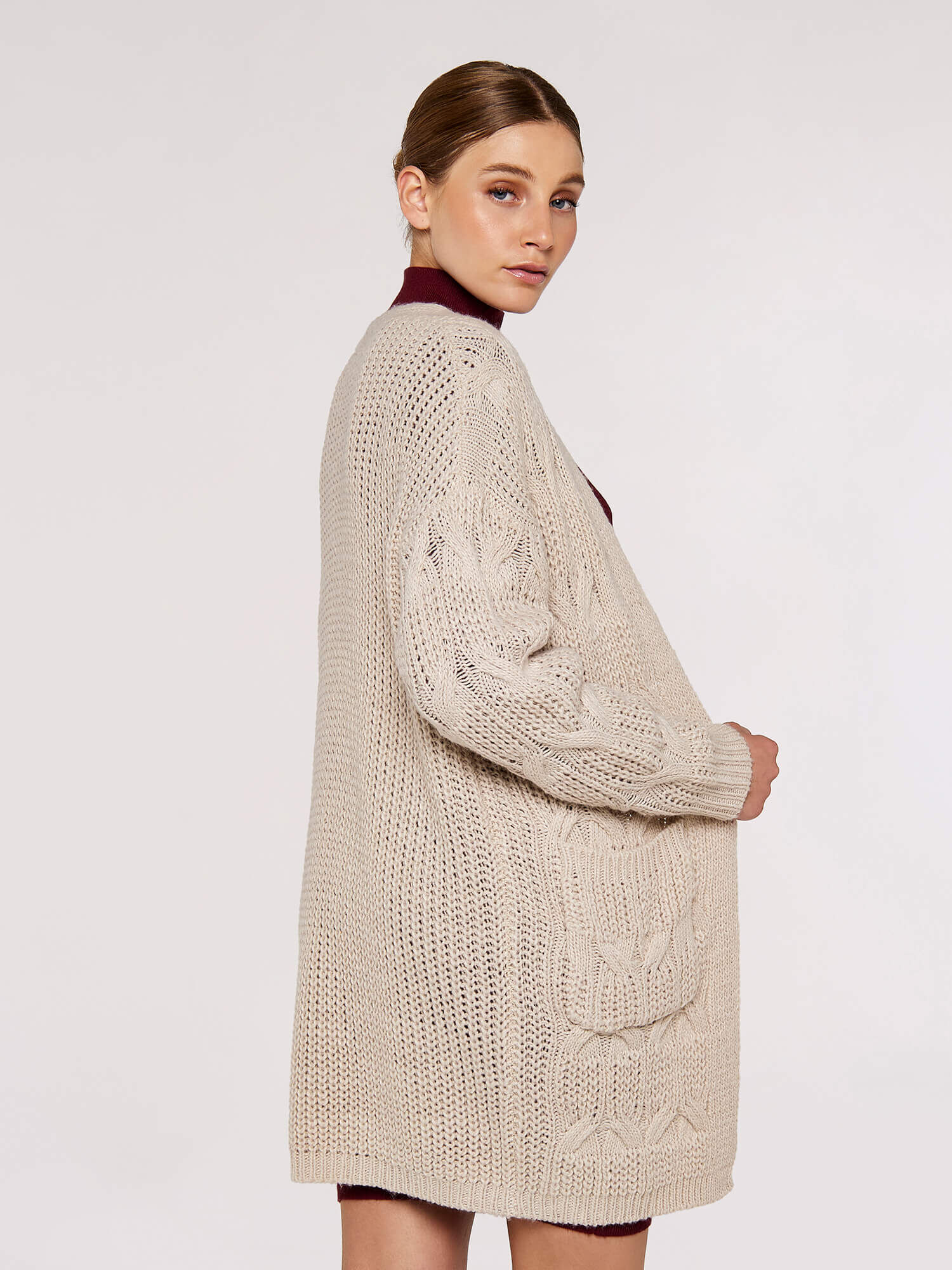 Chunky cable knit cardigan uk sales