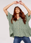 Scattered Dots Peplum Top, Green, large