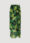 Tropical Leaf Chiffon Tiered Maxi Skirt, Green, large