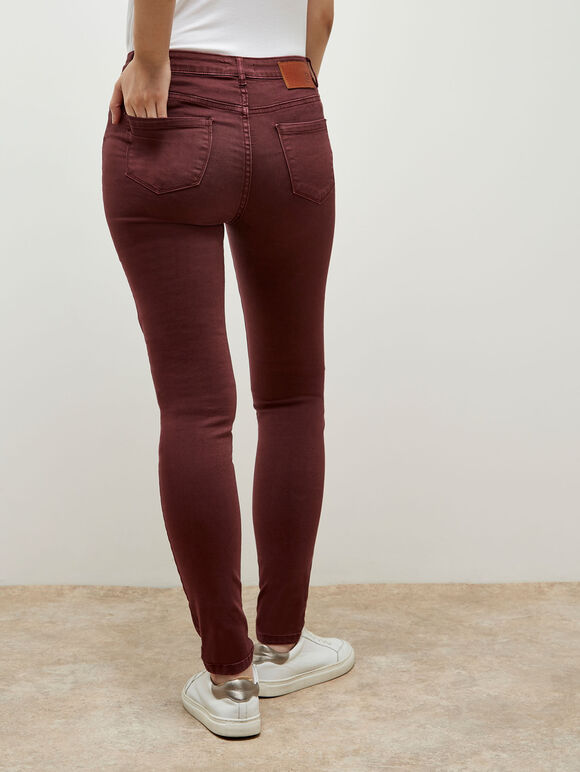 Sienna Skinny Fit Jeans, Burgundy, large