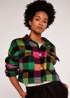 Gingham Cropped Shacket, Green, large