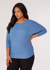 Curve Soft Textured Batwing Top, Blue, large