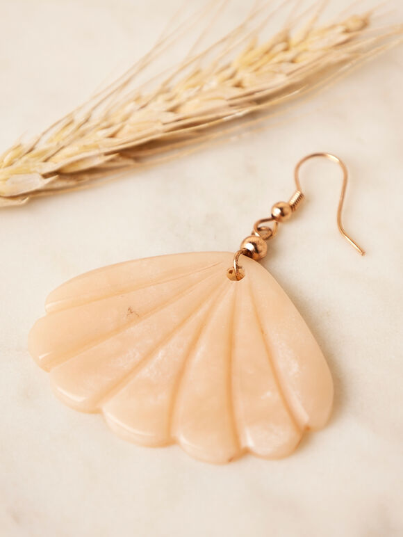 Shell Drop Earrings, Stone, large