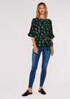 Painterly Floral Tie Top, Green, large