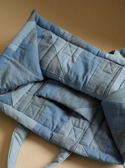 Cotton Denim Patchwork Tote Bag