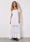 Floral Lace Milkmaid Maxi Dress, White, large
