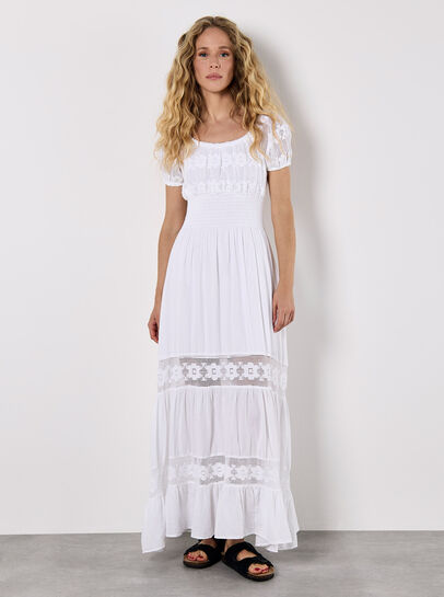 Floral Lace Milkmaid Maxi Dress