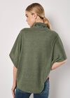 Roll Neck Ribbed Cape, Khaki, large