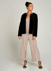 Faux Fur Short Crop Jacket, Black, large