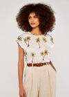 Palm Scene Slub Tee, Mustard, large