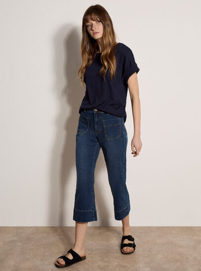 Button Back Textured T-Shirt