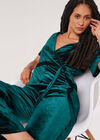 Velvet Wrap Culotte Jumpsuit, Green, large