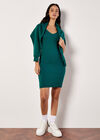 Ribbed Knit Bodycon Midi Dress, Green, large